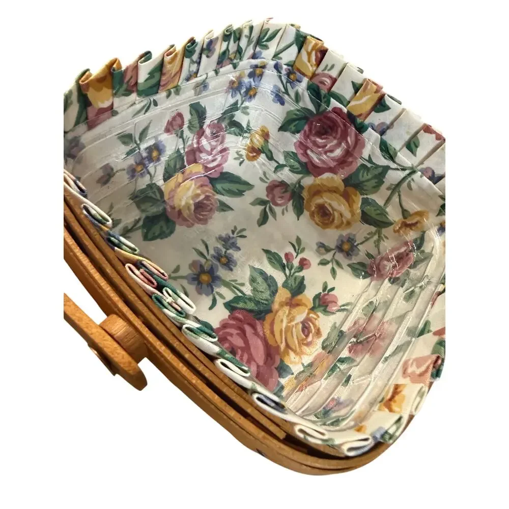 Vintage 1999 Longaberger Berry Basket w/ Liner and Floral Insert